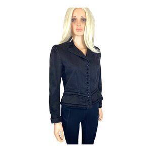 Lauren Jeans Fitted Denim Blazer M Ralph Lauren Black Victorian Jacket VTG